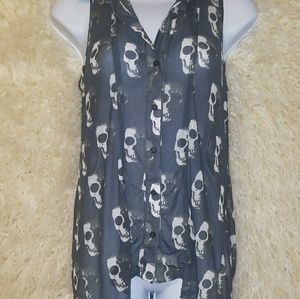 Skulls Mesh Sleeveless Top
